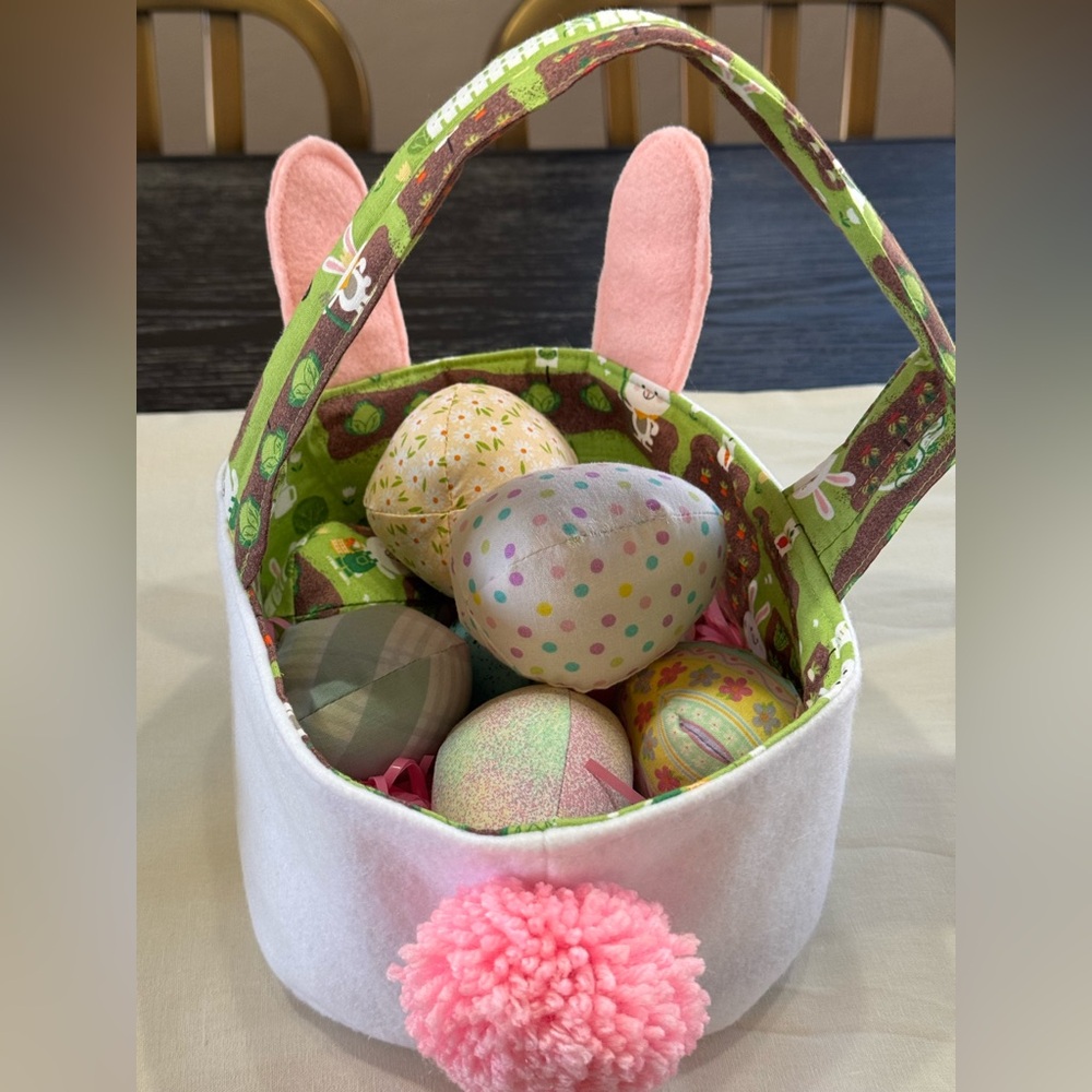 Easter  Bunny Basket with Eggs NWOT - Picture 2 of 3